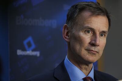 Jeremy Hunt, UK Chancellor, says the government has 'a clear plan to get debt falling'. Bloomberg