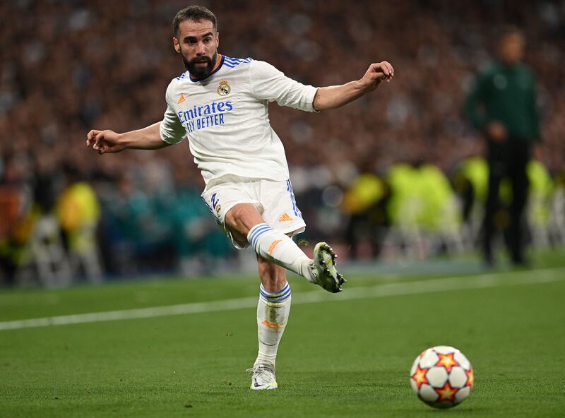 Dani Carvajal - 7: Perfect ball across box to set-up glorious chance for Vinicius Junior just after half-time. Booked in second half for foul on De Bruyne. Sent over another excellent cross for Rodrygo’s second. AFP