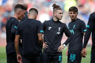 Liverpool completed the signing of 16-year-old winger Harvey Elliott, centre, from Fulham and then manager Jurgen Klopp put him on with 15 minutes to go of their 3-0 friendly defeat against Napoli. Reuters