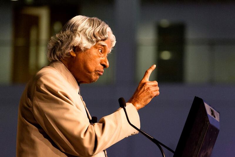 Dr APJ Abdul Kalam, the former presedent of India, giving a talk at the Sharjah International Book Fair. Duncan Chard for The National