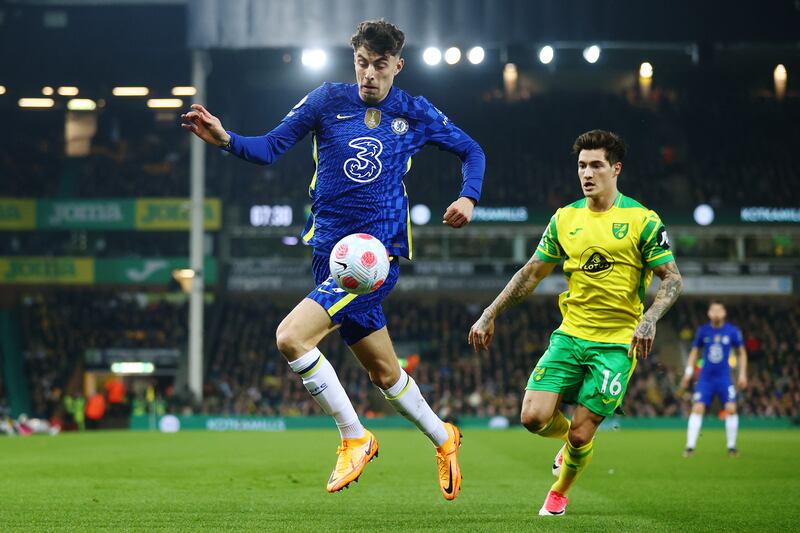 Kai Havertz: 9 - Playing as a fluid striker in a front three, the 22-year-old was a constant thorn in the side of Norwich’s defence. He often drifted wide to create overloads, with the most devastating being his pass into Mount for the second goal. He then thumped home from the edge of the box late on.
Getty