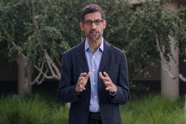 Sundar Pichai, chief executive of Google, says he does not see the future of work being 100 per cent remote. Getty