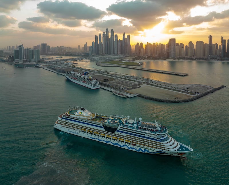 The 252-metre-long 'AIDAbella' made its maiden call at Dubai Harbour on November 25, carrying 1,200 passengers and 600 crew members. Photo: Dubai Harbour