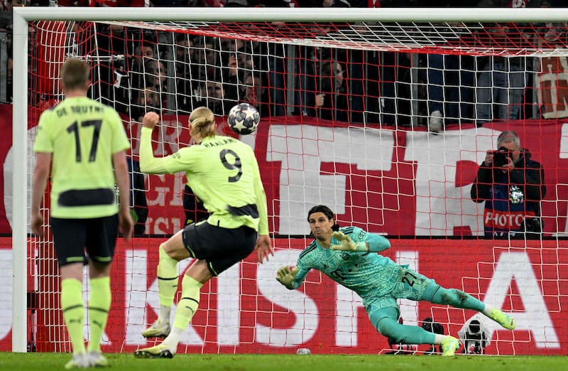 BAYERN MUNICH RATINGS: Yann Sommer – 6. Did nothing wrong with what he had to deal with – and it wasn’t too much – but had no chance when Erling Haaland was breathing down his neck for City’s goal. Would have been pleased to see the Norwegian’s penalty fly over the bar, though. AFP