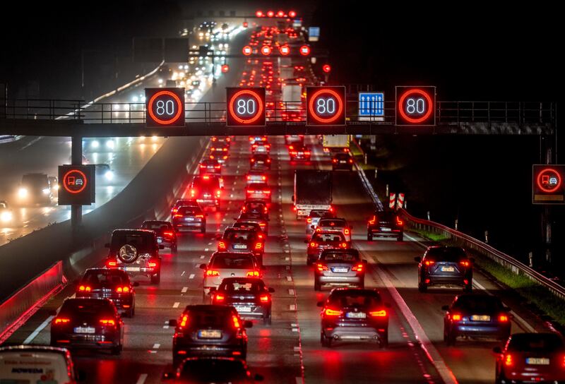 Cars on motorway in Frankfurt, Germany. Vehicle emissions are a contributor to climate change. AP Photo