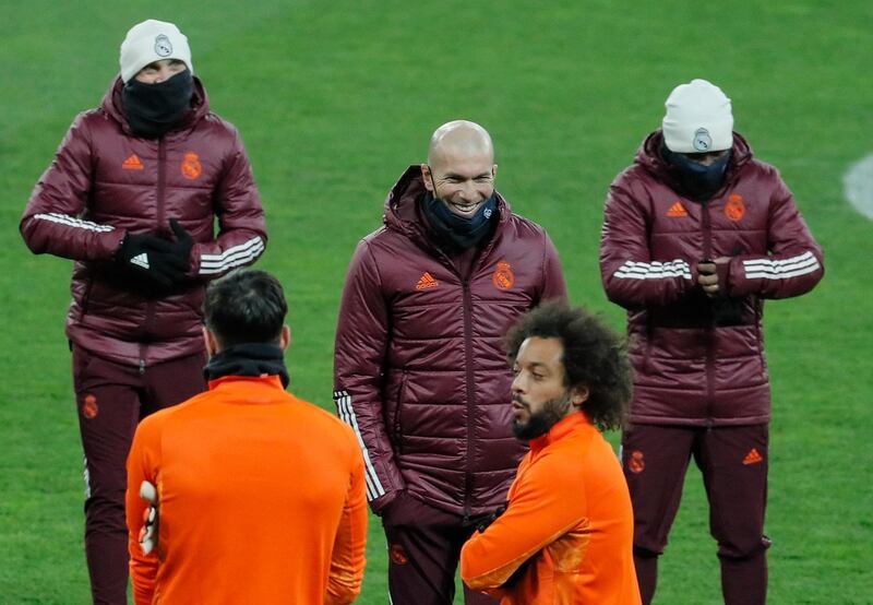 Zinedine Zidane oversees a training session in Kiev. EPA