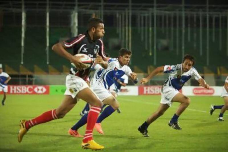 The UAE Shaheen, in blue, beat Afghanistan with a last minute score. Afghanistan is a country that has taken quickly to rugby but is also struggling to keep players, like the UAE.