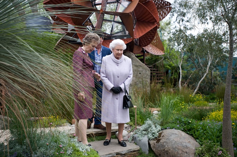 Queen Elizabeth visits the Australian Garden at the Chelsea Flower Show in 2013. Getty Images