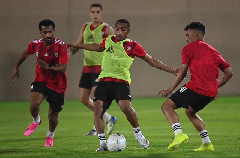 UAE football team train in Dubai ahead of upcoming World Cup qualifiers. 