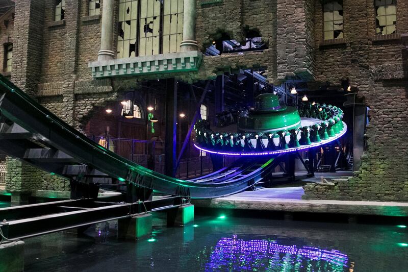 ABU DHABI, UNITED ARAB EMIRATES - JULY 11, 2018. 

The Riddler Revolution ride in Gotham City park at Warner Bros. World Abu Dhabi.

Warner Bros. World Abu Dhabi will be the world’s first ever Warner Bros. branded indoor theme park, opening on the 25th of July 2018 on Yas Island, the UAE’s premier Family destination for entertainment & leisure. 

(Photo by Reem Mohammed/The National)

Reporter: Rupert Hawksley 
Section: AC

