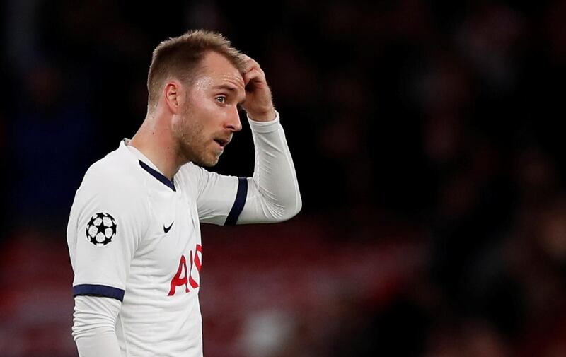 Soccer Football - Champions League - Group B - Tottenham Hotspur v Bayern Munich - Tottenham Hotspur Stadium, London, Britain - October 1, 2019  Tottenham Hotspur's Christian Eriksen reacts after Bayern Munich's fifth goal  Action Images via Reuters/Paul Childs