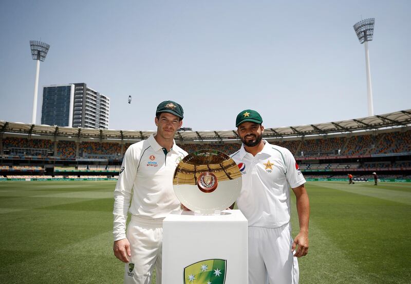 Pakistan captain Azhar Ali with Australian counterpart Tim Paine. Getty