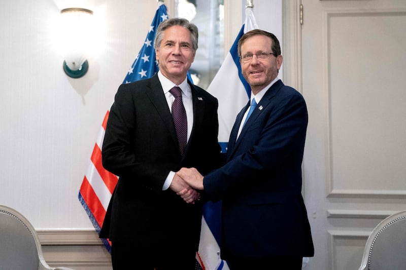 US Secretary of State Antony Blinken met Israeli president Isaac Herzog in Washington on Tuesday. AFP