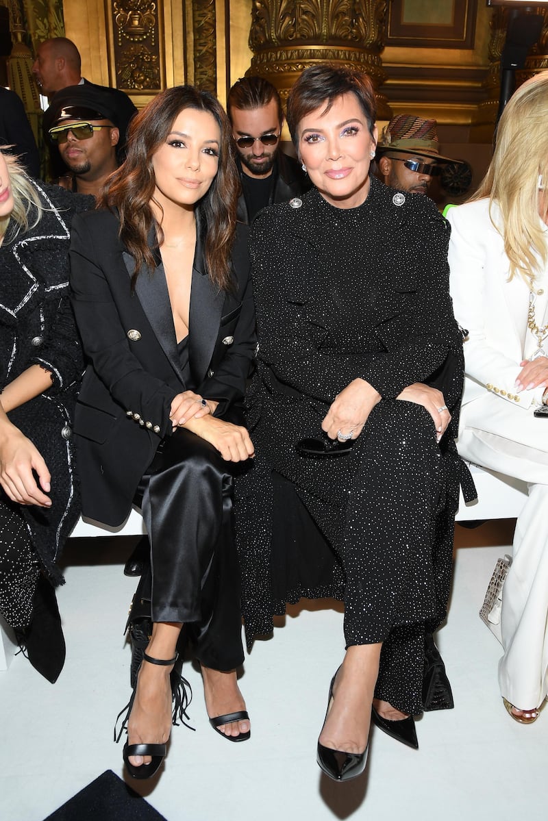 Eva Longoria and Kris Jenner attend the Balmain show as part of Paris Fashion Week on September 27, 2019. Getty Images