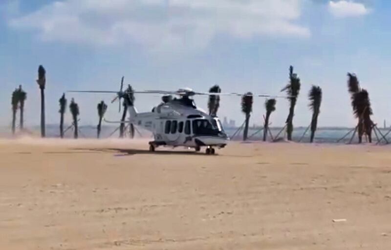 Dubai Police's air unit came to the aid of an Indian woman at Dubai World Islands. Photo: Dubai Police