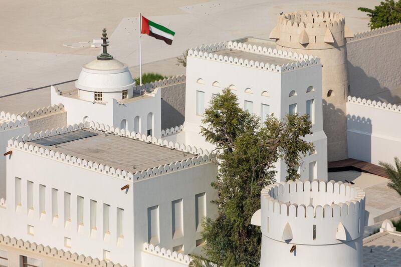 The national flag of the United Arab Emirates flies above the Qasr Al Hosn palace fort in Abu Dhabi, United Arab Emirates, on Wednesday, Oct. 2, 2019. Abu Dhabi sold $10 billion of bonds in a three-part deal in its first international offering in two years as it takes advantage of relatively low borrowing costs. Photographer: Christopher Pike/Bloomberg