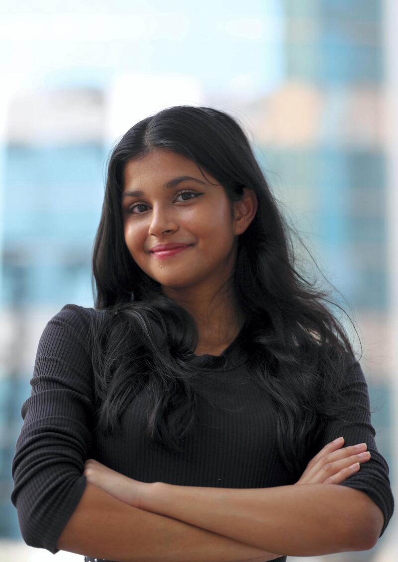 Riya Sharma, a 12th grader at Gems Modern Academy,  has won The Diana Award for her social and environmental projects in Dubai on June 28th, 2021. Chris Whiteoak / The National. 
Reporter: Anam Rizvi for News