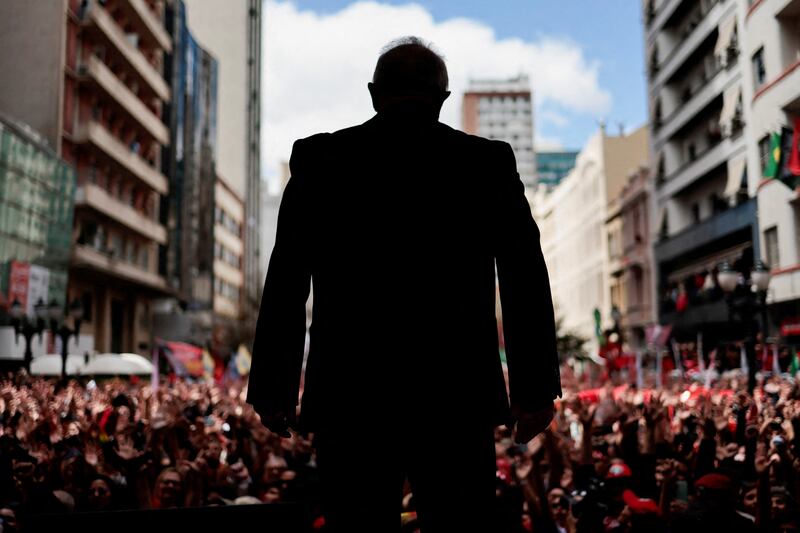 Brazilian presidential candidate Luiz Inacio Lula da Silva attends a rally in Curitiba on September 17. Reuters
