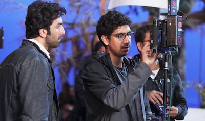 Ranbir Kapoor, left, on set with director Ayan Mukerji. Photo: Dharma Productions 
