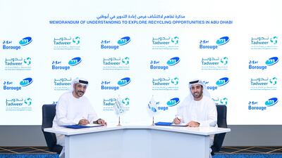 Borouge and Tadweer signed an agreement to explore opportunities in the management and adoption of best practice in waste management, sorting and mechanical recycling of polymers. Photo: Borouge
