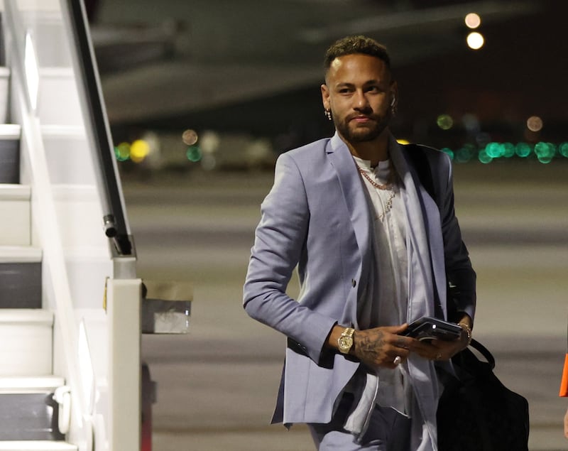 Neymar arrives at Hamad International Airport. Reuters