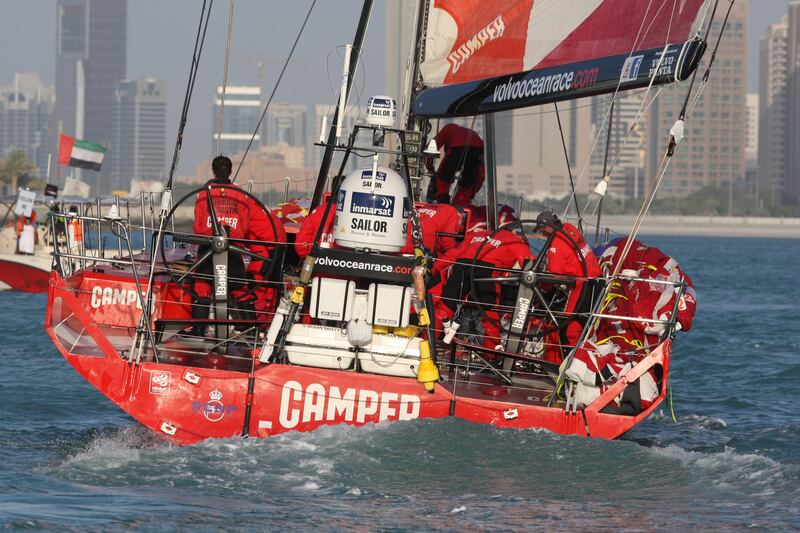 Abu Dhabi, United Arab Emirates, Jan 4 2012, Volvo Ocean Race , Abu Dhabi-  Team Camper with Emirates Team New Zealand completes leg two, Cape Town South Africa to Abu Dhabi.   Mike Young / The National