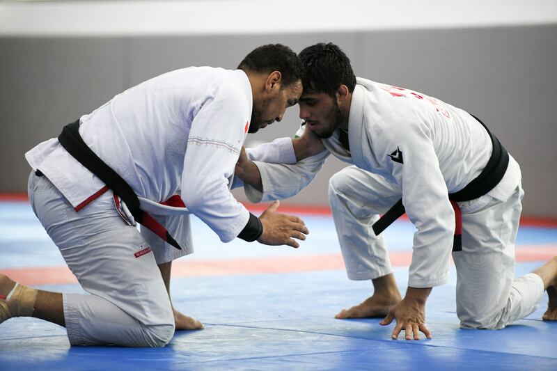 Faisal Al Ketbi trains with Omar Al Fadhli for the Asian Jiu-Jitsu Championship.