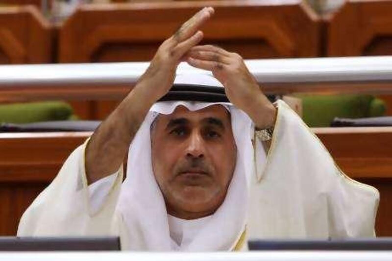 Federal National Council (FNC) member Mohammed Abdullah Al Zaabi gestures during a session in Abu Dhabi, January 20, 2009.   Photo by Magdy Iskandar