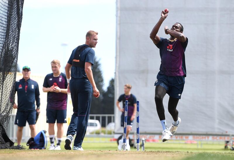 Jofra Archer bowling during Tuesday's net session. Getty
