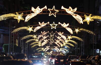 Christmas decorations in Jdeideh, near Beirut. Lebanon is in the midst of an economic crisis that has plunged its people into poverty. Reuters