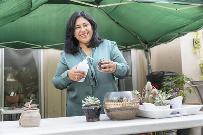 DUBAI, UNITED ARAB EMIRATES. 17 APRIL 2018. Romina Borawake works as a banker by day and moonlights as a gardener, specialising in succulents in her free time. (Photo: Antonie Robertson/The National) Journalist: Pana Munyal. Section: Weekend.