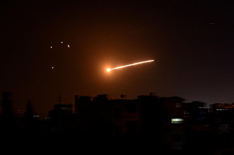 Light in the sky is seen in Damascus, Syria. Reuters
