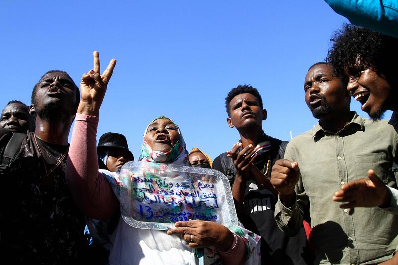 Sudanese demonstrators take to the streets of the capital Khartoum. AFP