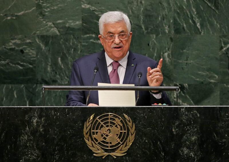 Palestinian President Mahmoud Abbas speaks during the 69th session of the United Nations General Assembly at United Nations headquarters in New York. EPA