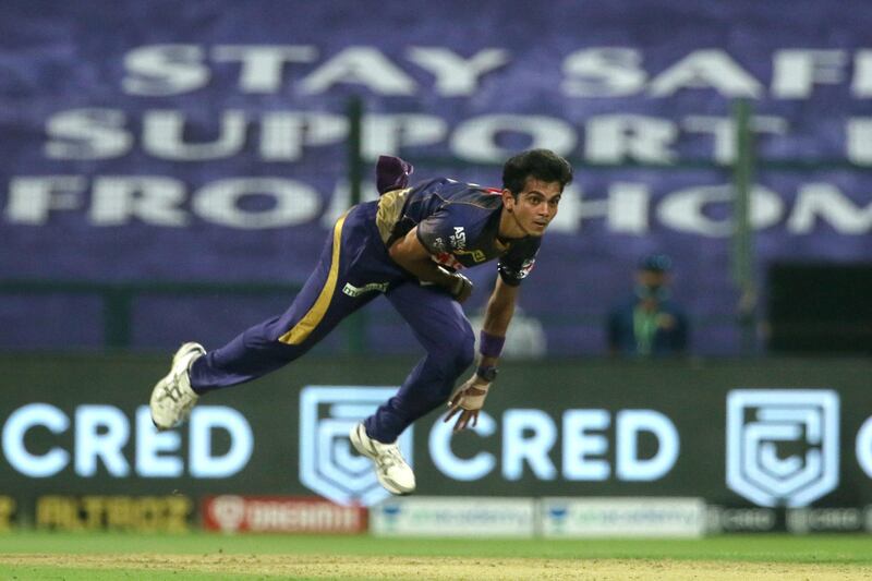 Kamlesh Nagarkoti of Kolkata Knight Riders bowls during match 8 of season 13 of the Dream 11 Indian Premier League (IPL) between the Kolkata Knight Riders and the Sunrisers Hyderabad held at the Sheikh Zayed Stadium, Abu Dhabi in the United Arab Emirates on the 26th September 2020.  Photo by: Vipin Pawar  / Sportzpics for BCCI