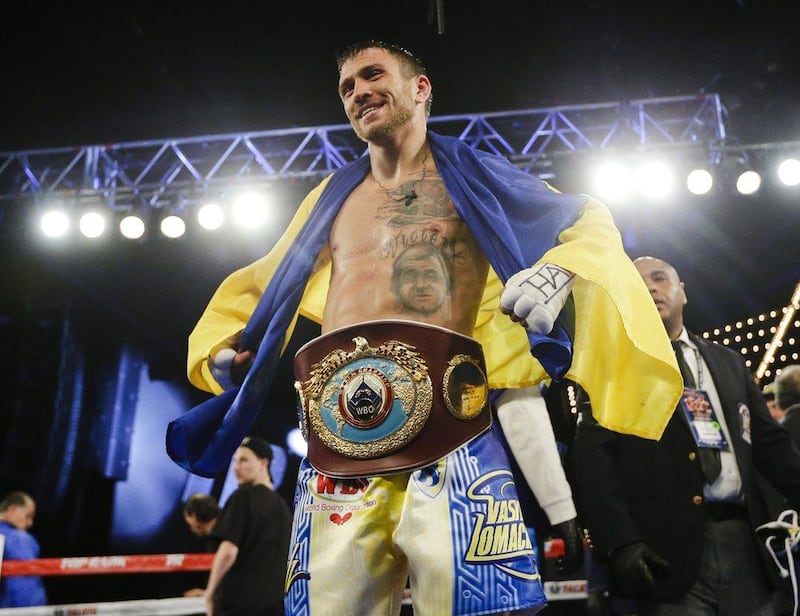 Vasyl Lomachenko will put his WBA and WBO lightweight world titles on the line and will aim to add the WBC strap to his collection against Luke Campbell. AP Photo