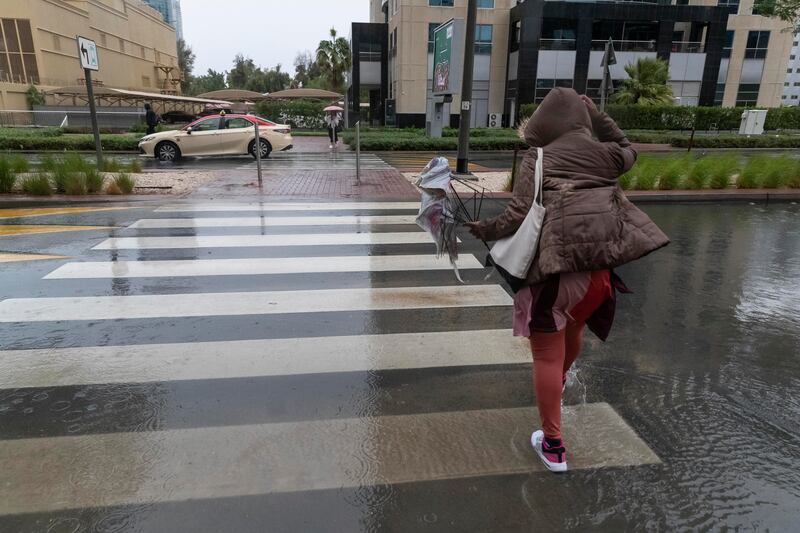 Wet weather in Dubai on Friday morning. Antonie Robertson / The National