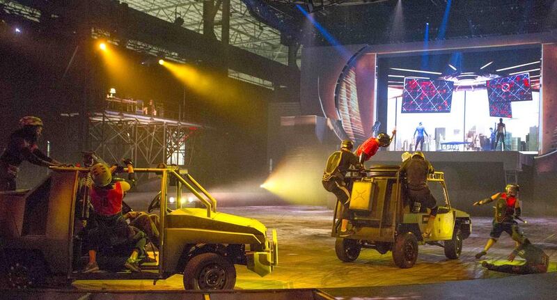 Actors rehearse a car chase scene for the new Marvel Universe LIVE! show that will be touring the United States this summer. Marvel  superheroes Spider-Man, Thor, Iron Man and other characters will be featured in this family-orientated show filled with fight scenes and explosions. Courtesy Marvel Universe Live / Reuters
