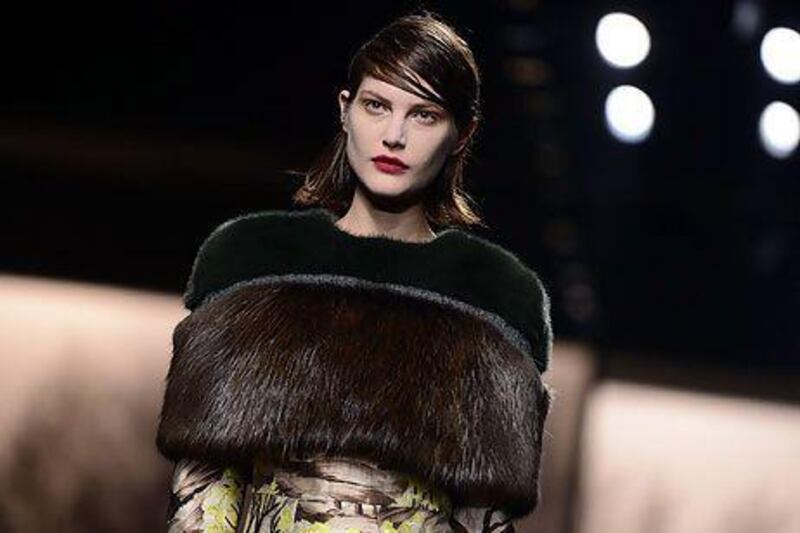 Marni's austere colours and sturdy wools were softened with fur trims. Oliver Morin