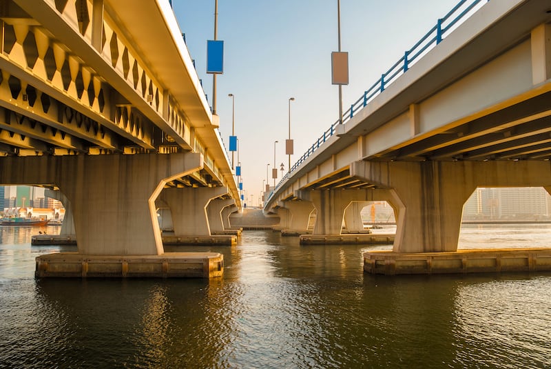 Al Maktoum Bridge was Dubai's first and connects the two sides of the creek. Getty Images