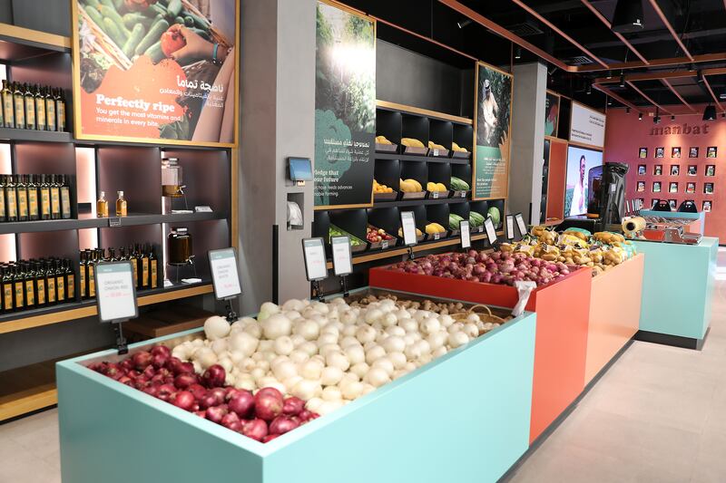 The Manbat shop at Aljada sells Emirati produce. Pawan Singh / The National

