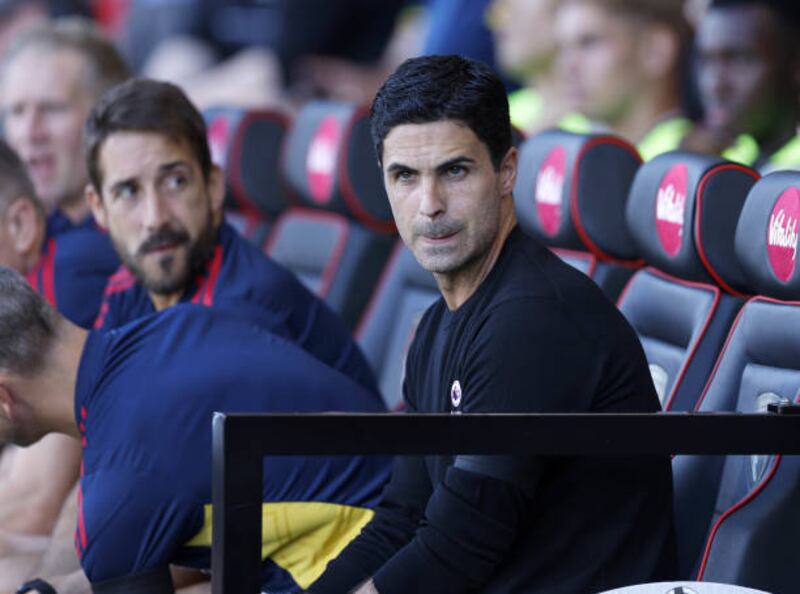 Arsenal manager Mikel Arteta watches the action unfold. PA
