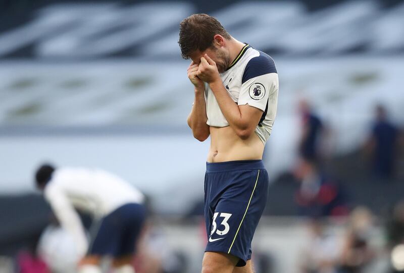 Frustrated Spurs player Ben Davies after the match. Reuters