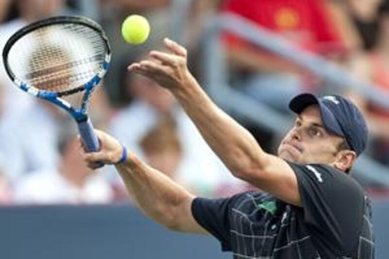 Andy Roddick, of the United States, serves to Juan Martin Del Potro, of Argentina, during the semi-final of the Rogers Cup in August.