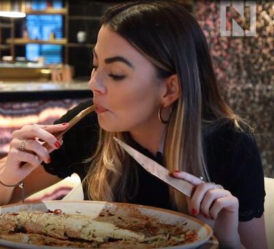 Lifestyle writer Sophie Prideaux tries the 23K-gold-coated fish at Doors Freestyle Grill