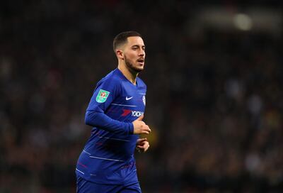 LONDON, ENGLAND - JANUARY 08: Eden Hazard of Chelsea during Carabao Cup Semi-Final between Tottenham Hotspur and Chelsea at Wembley Stadium on January 8, 2019 in London, England. (Photo by Catherine Ivill/Getty Images)