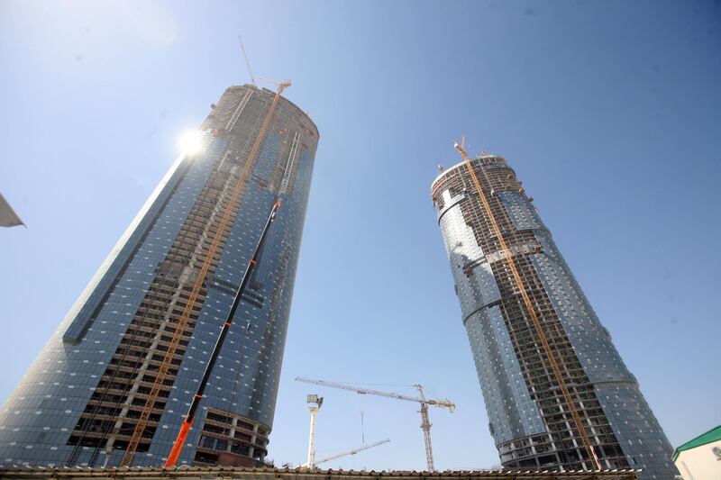 May 28, 2009 / ABU Dhabi / The Sun Tower right and Sky Tower on Reem Island May 28, 2009. (Sammy Dallal / The National)
 *** Local Caption ***  sd-052809-sorouh-12.jpg