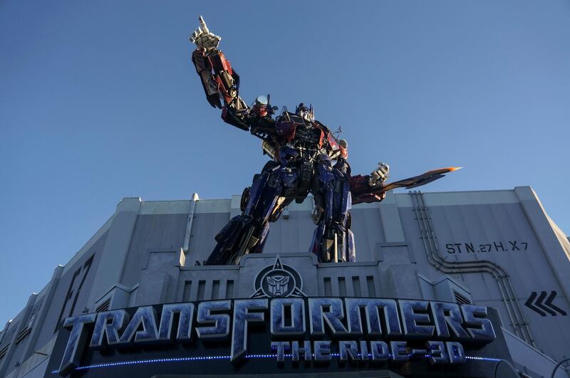 The entrance of TRANSFORMERS 3D Ride at Universal Studios is seen in Orlando, Florida, January 11, 2016. (Photo by John Gress/Corbis via Getty Images)