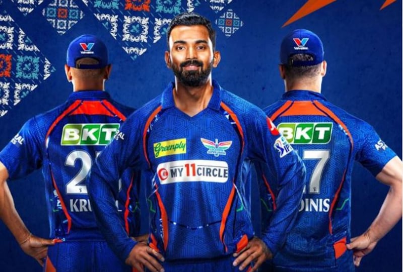 Lucknow Super Giants have stuck to the same design as last season. Another blue kit. Plus the logos make the kit look cluttered. Photo: LSG / Instagram