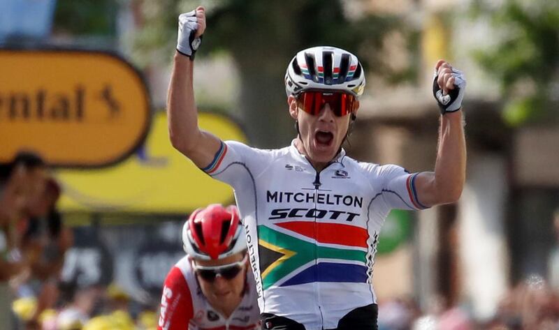 Cycling - Tour de France - The 170.5-km Stage 9 from Saint-Etienne to Brioude - July 14, 2019 - Mitchelton-Scott rider Daryl Impey of South Africa wins the stage. REUTERS/Christian Hartmann